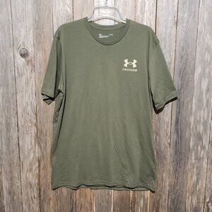 Under Armour L Shirt Men's Short Sleeve Green Freedom USA Patriotic MAGA Tee